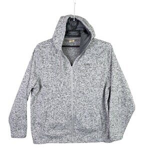 Mens Red Head Heathered Gray Full Zip Hoodie Sweatshirt Drawstring Polyester 2XL